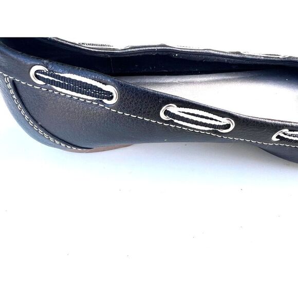 Women's ANN TAYLOR LOFT black cute bow white Synthetic Upper square toe low 7-8 - Picture 3 of 8